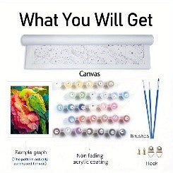 Green Parrot with Floral Pattern